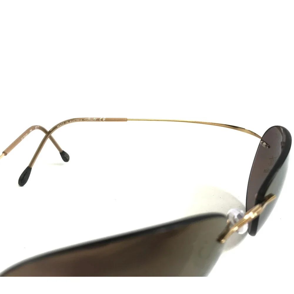 Silhouette Sunglasses M8568 /25 6072 Gold Rimless Frames with Dark Brown Lenses
